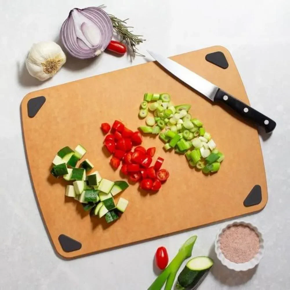 Vellum Wood Fiber Cutting Board with Non-Slip Silicone Feet; Dishwasher Safe Cut